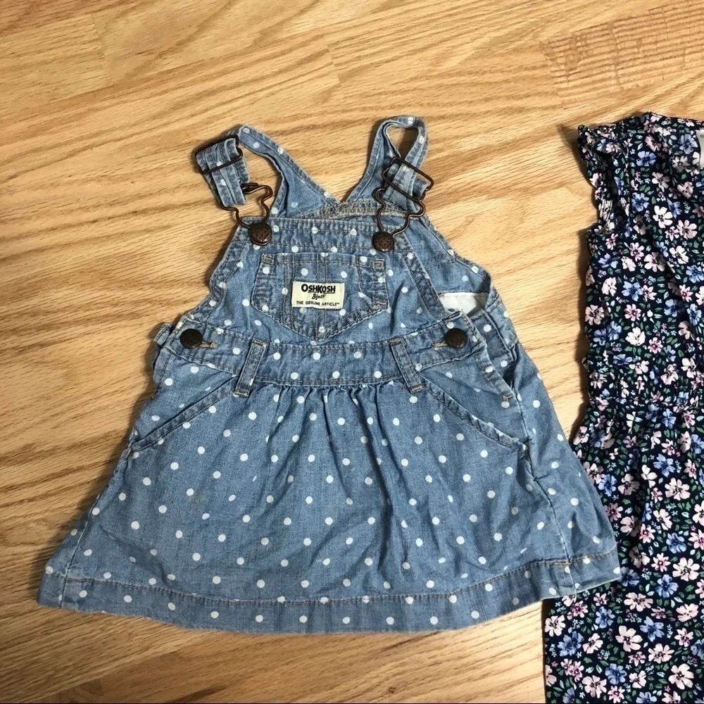6 Month Girl Bundle Carter’s Floral Jumpsuit Denim Skirtall Skirt Overalls Baby